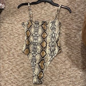 SHENIN snakeskin thong back bodysuit